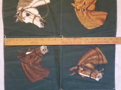Horse head panel fabric polished Cotton Chinz 18″ x 45″ VTG Arabian, Quarter, Pa