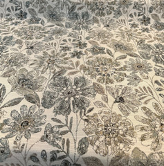 Swavelle Happy Note Blue Stone Floral Chenille Upholstery Fabric By The Yard