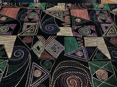 Retro 90’Geometric Abstract Artsy Polyester Slinky Stretchy Fabric 60”X57” Piece
