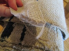 Tan Indigo KRAVET Organic stripe heavy upholstery Fabric BTyd Chenille Linen