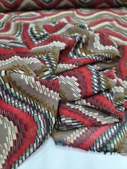 Multicolor Geometric Chiffon Fabric By the Yard Red Beige Green Apparel Dress