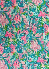 Lilly Pulitzer Pima Cotton Fabric Turquoise Oasis Golden Hour 1 yd (36″x 58”)