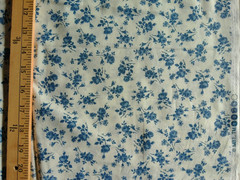 BLUE FLORAL PRINT ON WHITE MBT 100% COTTON FABRIC 18X44 INCHES
