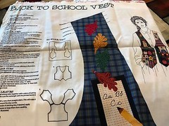 Back To School Vest Fabric Pattern Panel V.I.P. Dream Spinners Sz 6-8 to18-20