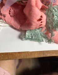 large lot of mostly lace scraps or snippets 5 oz. used in crafts, junk journals
