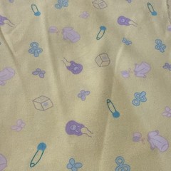 Fabric Flannel Yellow with Baby Theme Items in Pastel Colors – 42×88