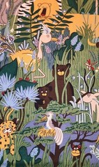House N Home Fabrics Retro Jungle Print 54″ X 1yd ScreenPrinted 1999
