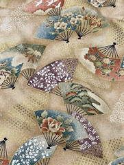NEW 1999 KONA BAY FABRICS “ORIENTAL/ASIAN FANS” PIECE OF FABRIC 2 YDS. X44″ WIDE