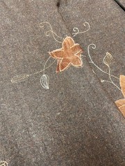 $24 for 2 Yards – Real Wool (Flannel) Fabric – Brown Embroidered Fabric Color