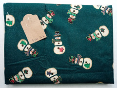 Folk Snowman Iridescent Christmas Fabric Dark Winter Green Holiday 3yd 16in 44w