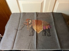 Fabric Sample Warrior Elephant Pink Orange Grey Rectangle 28” X 17”silk Linen