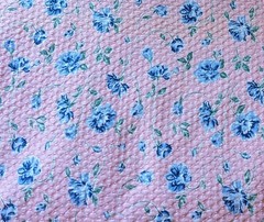 Pre Smocked Pink Blue Rose Floral Knit Fabric 1.3 Yds X 65″ Latt Greene 1996