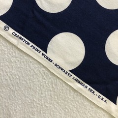 1.5 Yd Cranston Schwartz Liebman Navy White Large Polka Dot Cotton Quilt Fabric