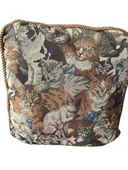 Cat Tapestry Throw Pillow Siamese Persian Tabby Black Ginger Cats Rope Edge 16”