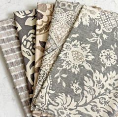 Bundle of Five 3/4 Yard Cuts of Home Decor Fabric in Deep Neutrals