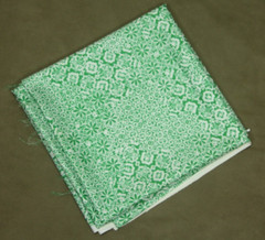 Vintage Onendaga Silk Satin Fabric 45″ x 2.5 yards Green White Graphic Print