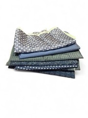 8pc Bundle Lot Blue 100% Cotton And 100% Italian Silk Fabric Remnants