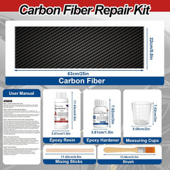 Carbon Fiber Repair Kit, Carbon Fiber Kit, 8″ Twill Carbon Fiber Cloth, 100G Epo