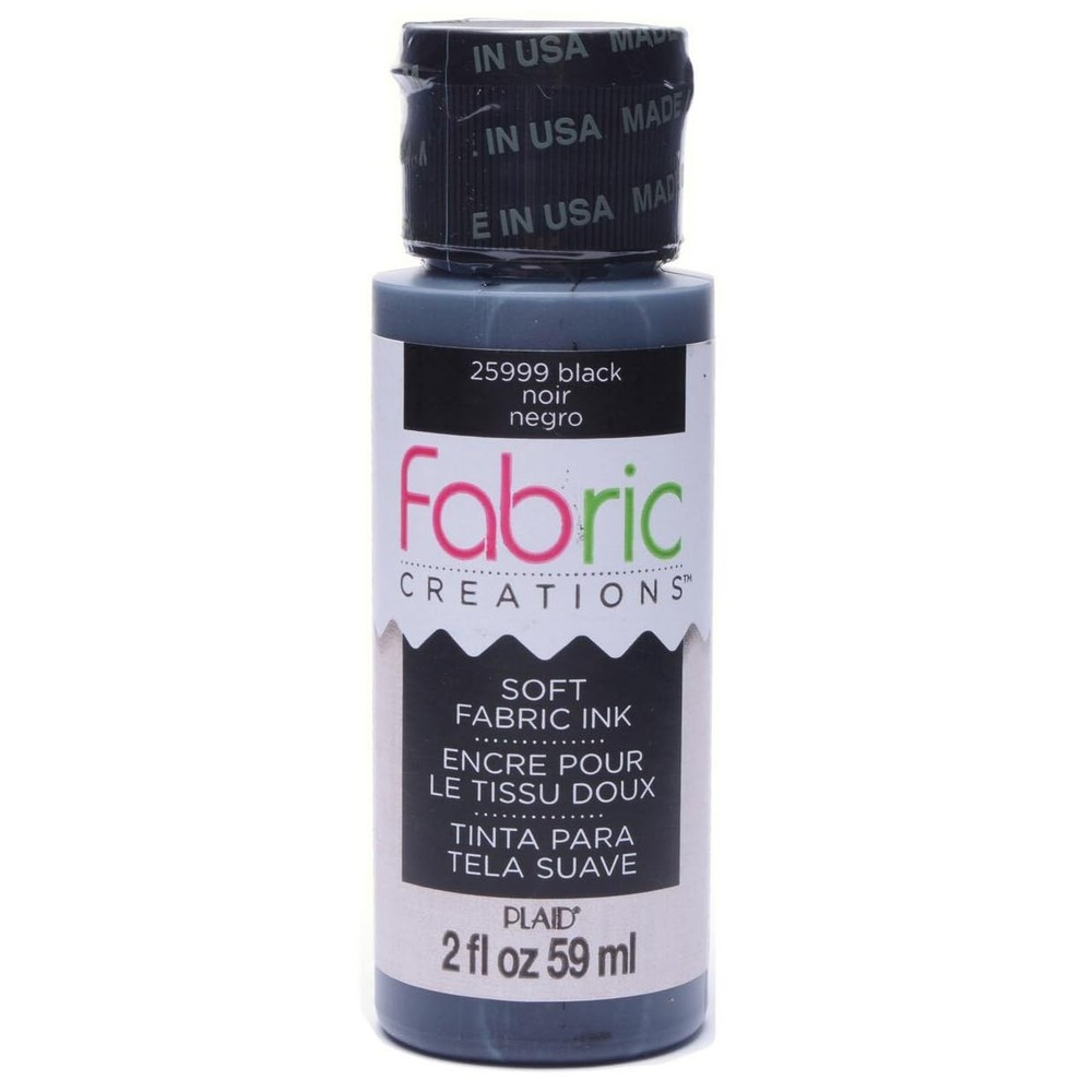 Fabric Creations Black 2 Oz Non Toxic Machine Washable Fabric Ink for Textiles