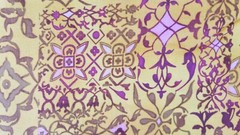 COTTON FABRIC- PINK & BROWN FLORALS ON GOLD TONAL 52 X 2 3/4YDS
