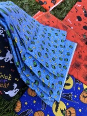 Halloween Themes Fabric Lot Plus Two Witch Puppets Vintage All New