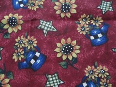 Fabric Red Rooster “Barnyard Banter” Rooster Cow Red Barn Sunflowers $3.50