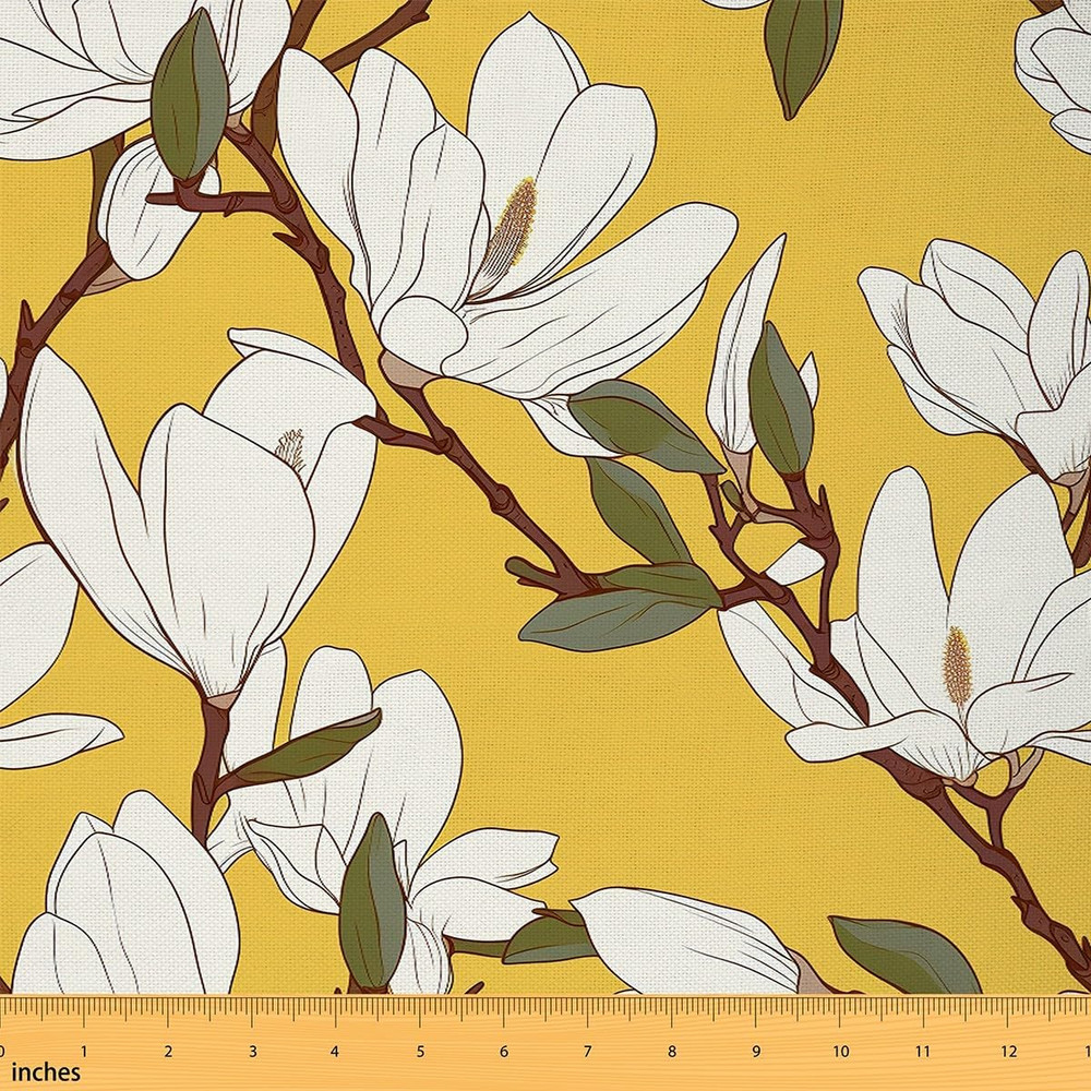 Magnolia Flannel Fabric by the Yard Floral Soft Not Stretchy Fabric for Kids DIY