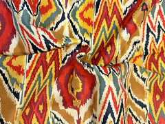 Chevron, Flame Ikat Silk Fabric TWO coordinating pattern pieces 8 yards ***READ