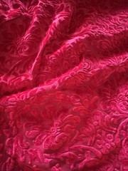Stretch Fabric 4 Way Red Velvet Damask Print 60” Wide, 1 1/2 Yards