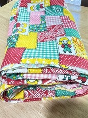 Vintage 70’s Fabric Faux Patchwork Cheater Cloth 5-1/4 Yards (190″) x 60″ Wide