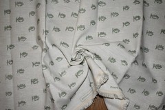 Rogers & Goffigon CHAMPLAIN — PINE Green 100% Linen Print Fabric LARGE REMNANT
