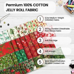 -18 Options-100% Cotton Jelly Roll Fabric Precut Strips for Quilting, Craftin…