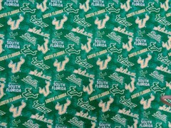 UNIVERSITY of SOUTH FLORDIA “BULLS” NEW ALL SPORT DESIGN 1/2 YARD 100% COTTON