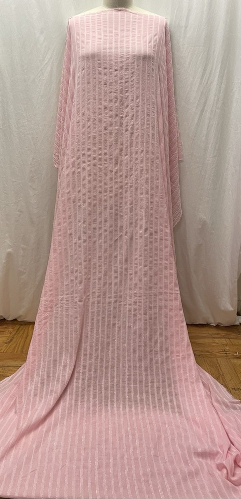 Bubblegum Pink Cotton Stripe Gauge w/ Lurex Fabric 2 Yards 16″ Long & 58″ Wide