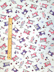Vintage Sewing Machine Fabric Cotton Stretchy Knit Dress I Love to Sew 60″ Wide