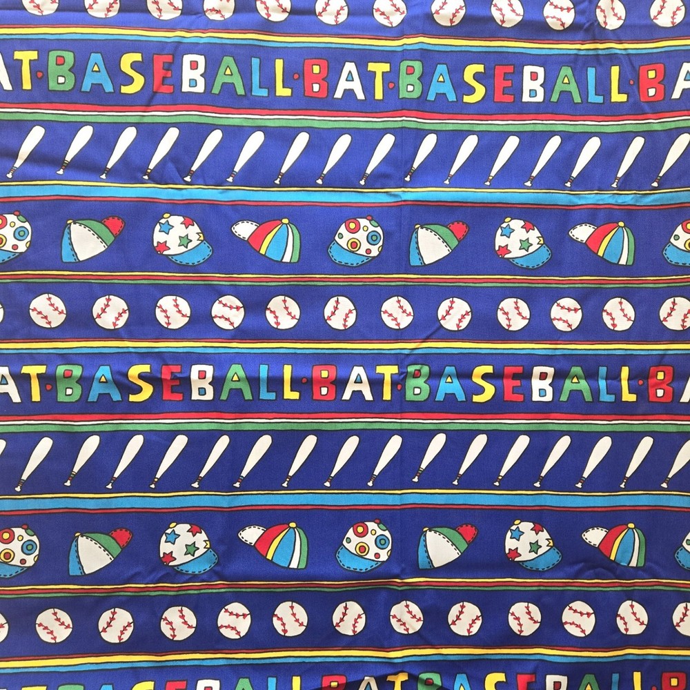 Cranston Print Schwartz Liebman Cotton Baseball Novelty Fabric BTY Primary BYD