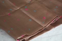 50s 60s Vintage Fabric Yardage 6.5 Yards Sheer Silk Organza Brown Pink Blue
