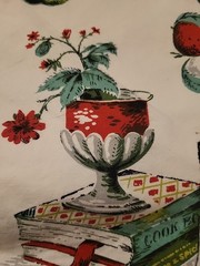 VINTAGE Lovely Vat Screen Print Pantry Cotton Home Decor Fabric