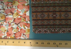 Cotton Quilt Craft Fabric Scrap Bundle Lot 7 Prints Flower Fairies Brown Peach