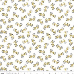 1/4 Yard 9×42 Riley Blake “Petals & Pedals” Bikes White Quilting Cotton