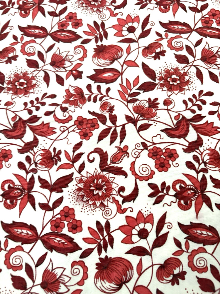 Waverly Bonded Fabric ” MEISSEN” Red Floral 49X48 Home Decor Fabric