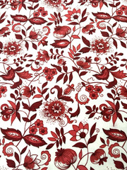 Waverly Bonded Fabric ” MEISSEN” Red Floral 49X48 Home Decor Fabric