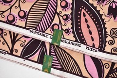 Vlisco African Wax Print 6 Yards Paisley 100% Cotton Pink Fabric Netherlands