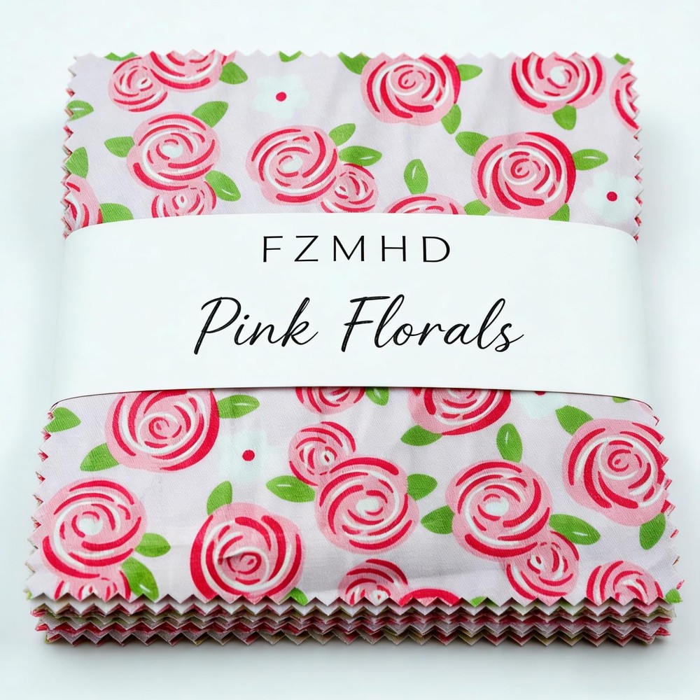 Generic Pink Floral 5″ Charm Packs Fabric Squares
