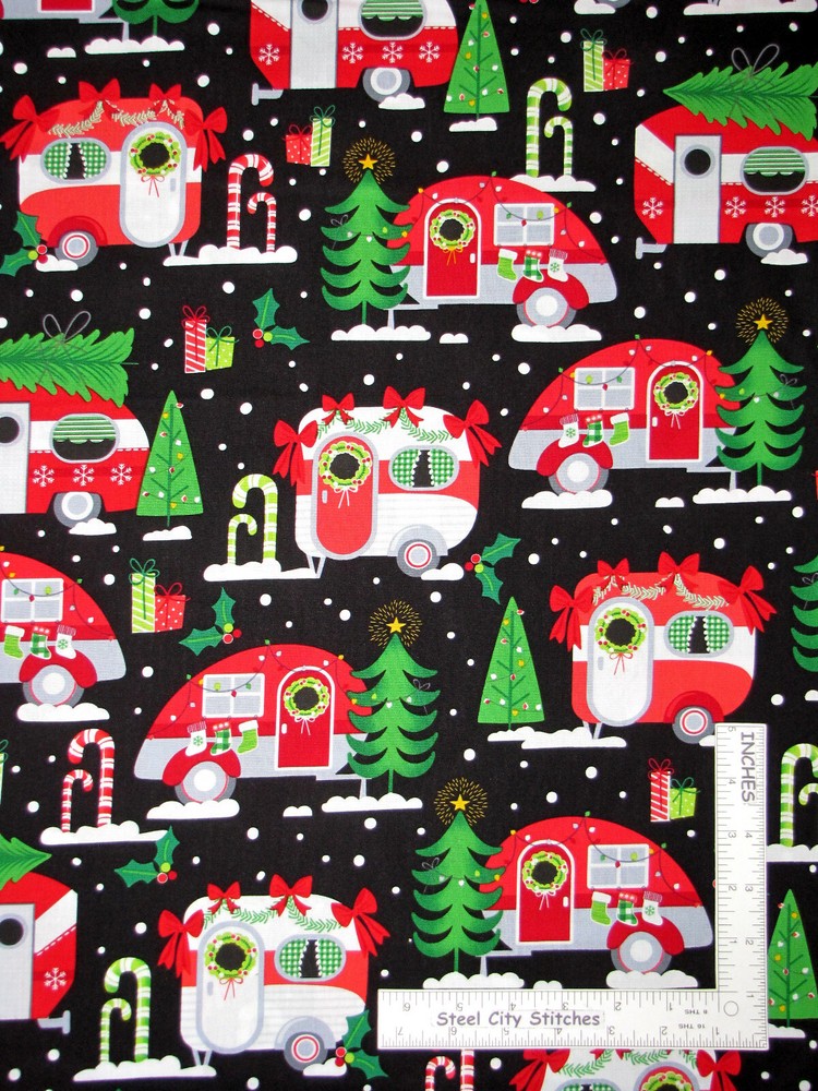 Christmas Fabric By Yard Camper Trailer Camp Cotton Benartex Kanvas Studio