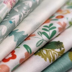 Qililandiy 7 Pcs Green Floral Fat Quarters Fabric Bundles 22 Inches,
