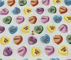 Conversation Hearts Valentine’s Day Fabric by Brothers & Sisters, BTHY