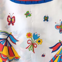 1977 Pattern Rights White Primary Colors Carousel CottonPoly Fabric 2.5yd x 44″