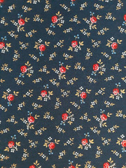 1.75 YD Vintage VIP Cranston Cotton Fabric Tiny Rose Floral Navy Prairie Cottage