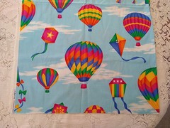Vintage Cranston Hot Air Balloons & Kites Blue Cotton Fabric BTHY 18×45″